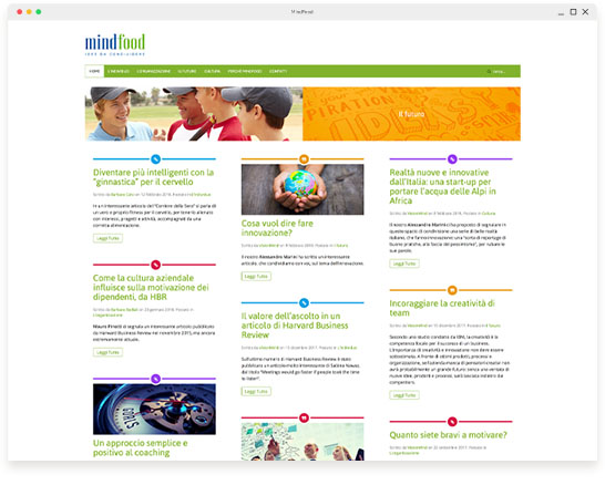 la prima versione del sito MindFood