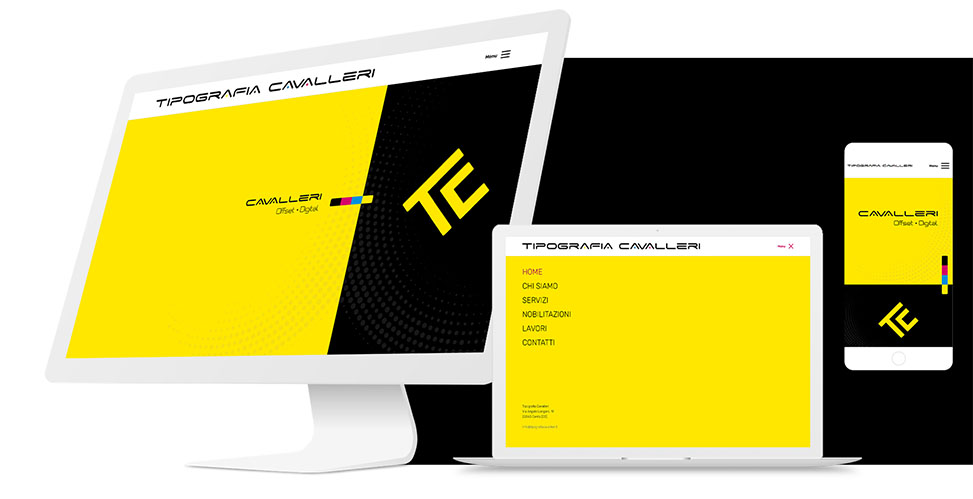 homepage del sito responsive della Tipografia Cavalleri visualizzato con diversi device